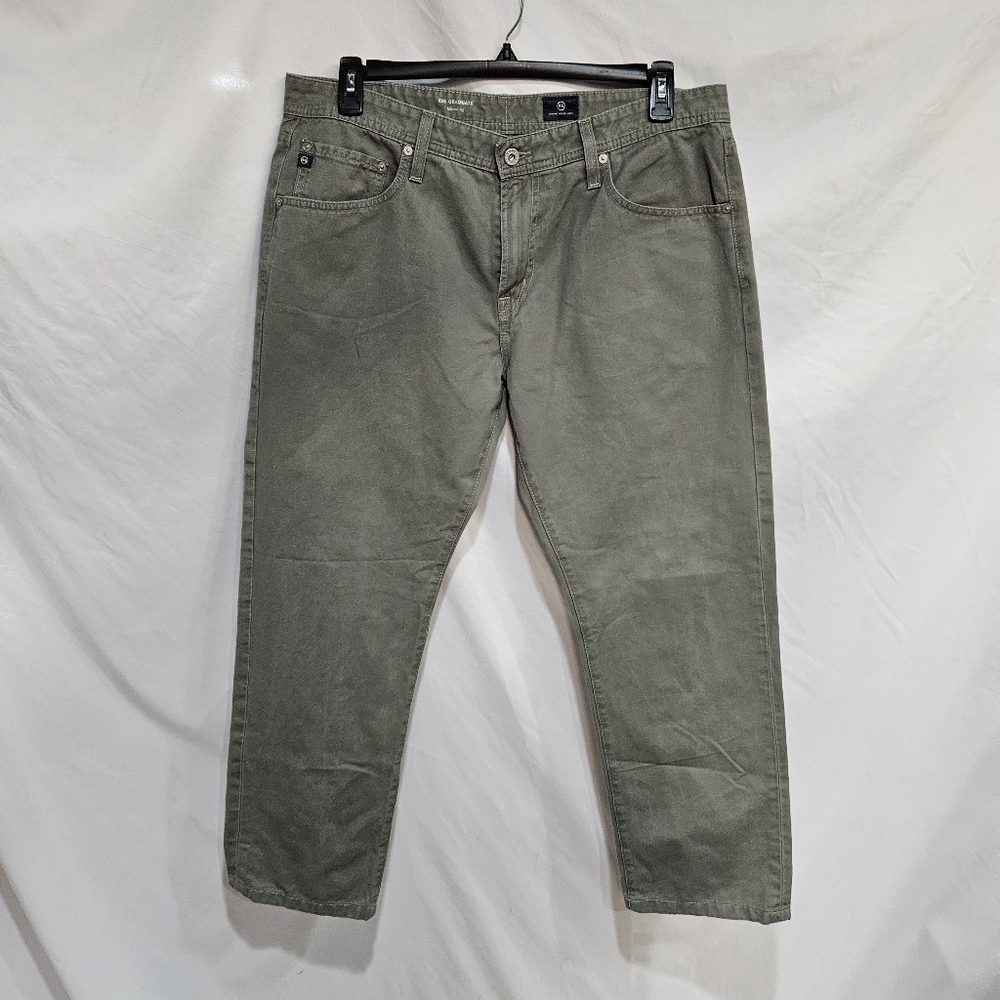 AG Adriano Goldschmied Pants Mens 36x30 Green The Graduate Tailored Leg Preppy